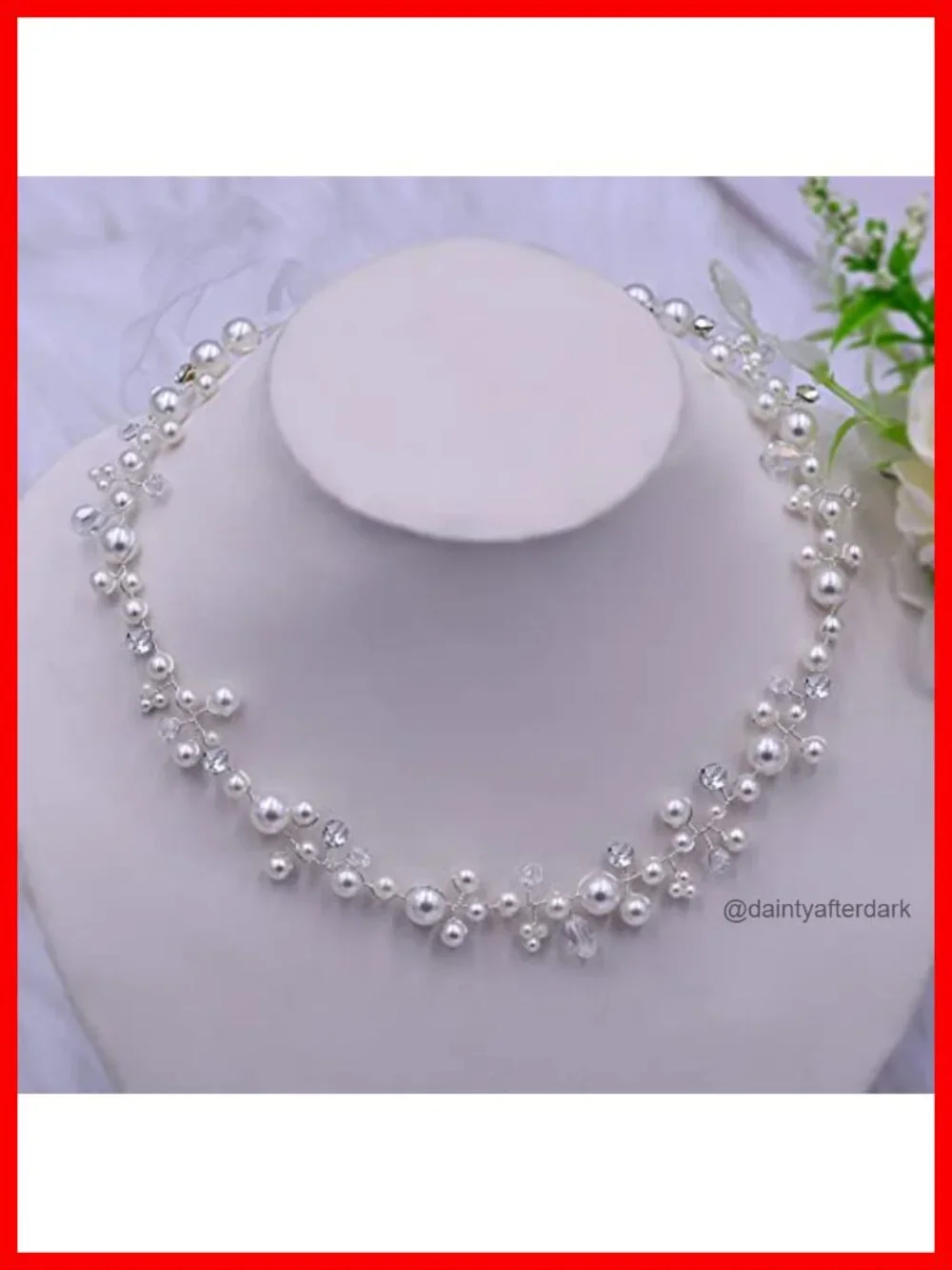 Pearl and Crystal Headband Hair Vine for Bridal Wedding Headpiece